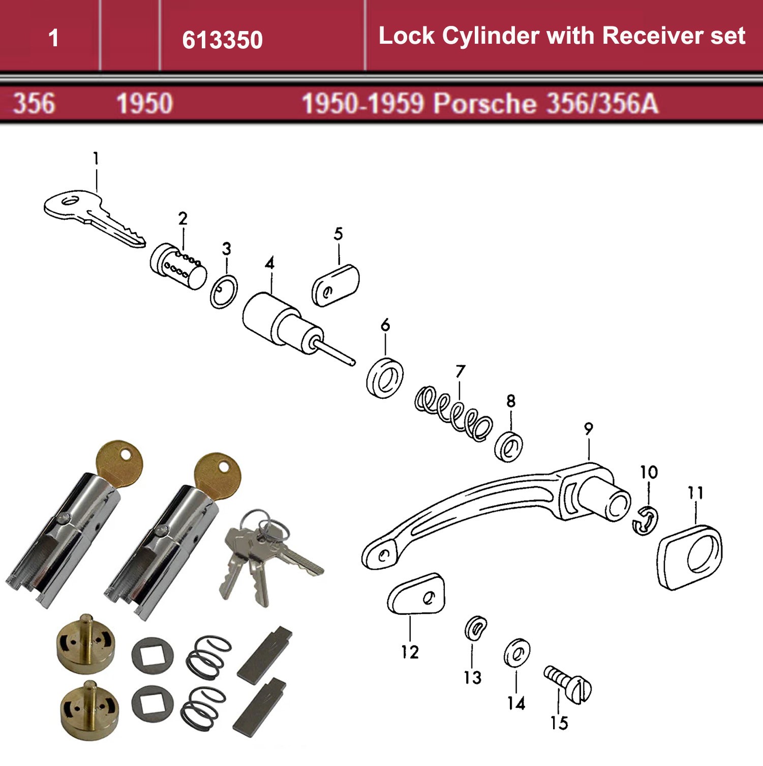 Lai Kam Wah Sdn. Bhd. Specialist in VW Aircooled Parts - 613350 - Lock Cylinder With Receiver Set