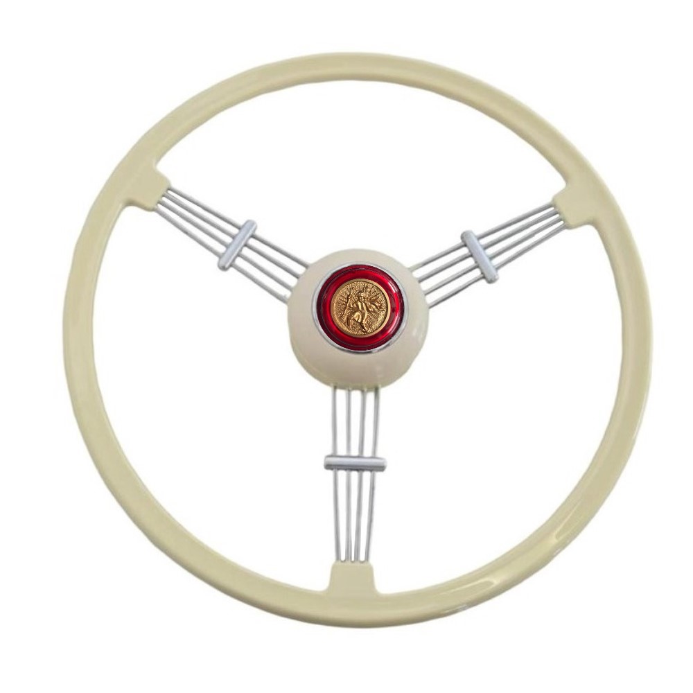 Lai Kam Wah Sdn. Bhd. Specialist in VW Aircooled Parts - 415651400ST-63 - BANJO STEERING WHEEL COMPLETE WITH 63MM ST CHRISTOPHER HORN BUTTON