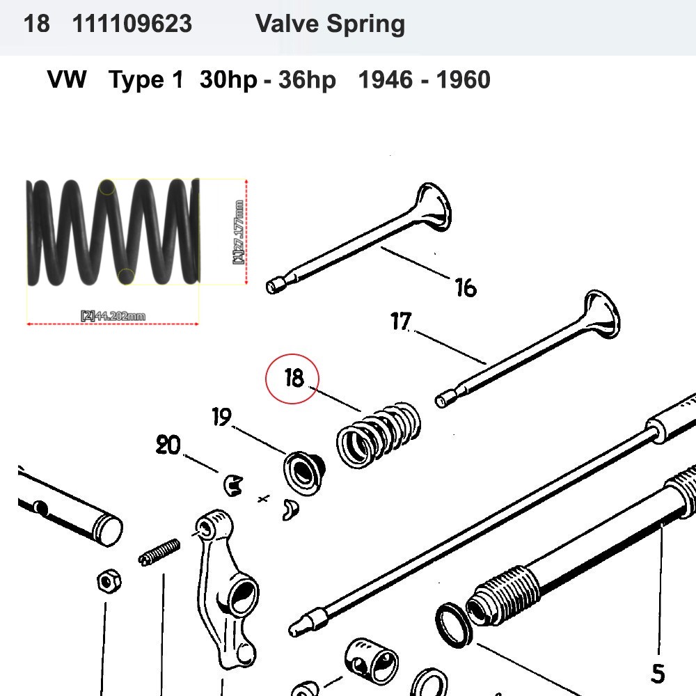 Lai Kam Wah Sdn. Bhd. Specialist in VW Aircooled Parts - 111109623 - Valve Spring