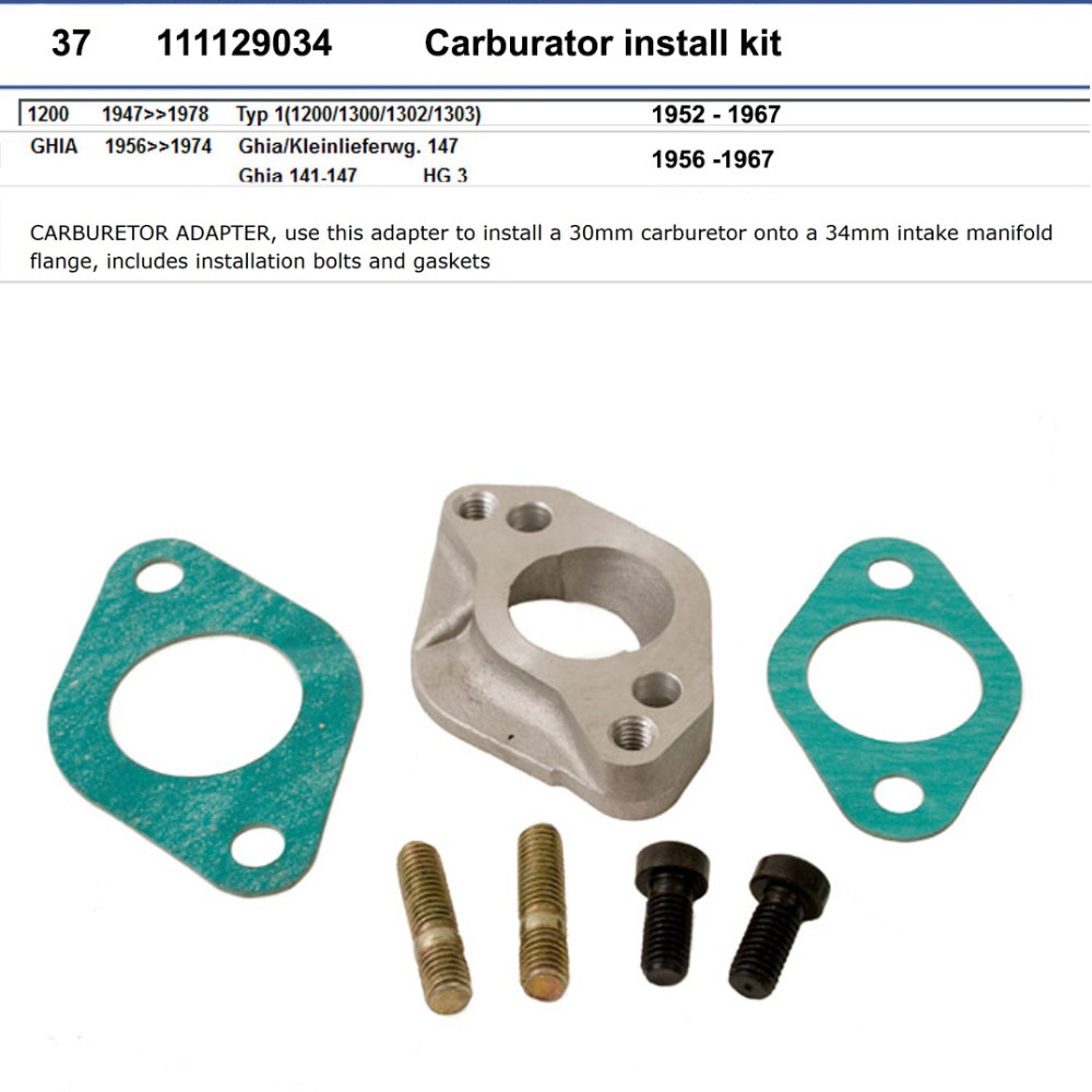 Lai Kam Wah Sdn. Bhd. Specialist in VW Aircooled Parts - 111129034 - Carburator Install Kit