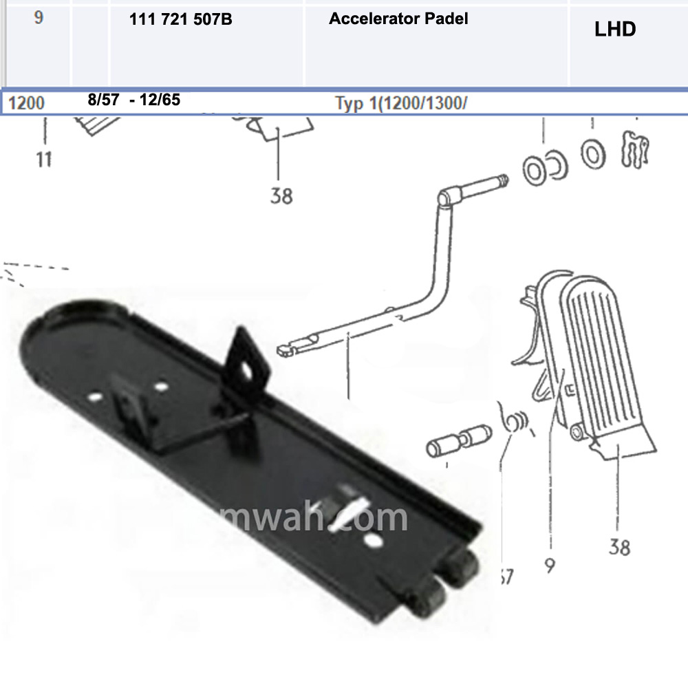 Lai Kam Wah Sdn. Bhd. Specialist in VW Aircooled Parts - 111721507B - Pedal Bracket