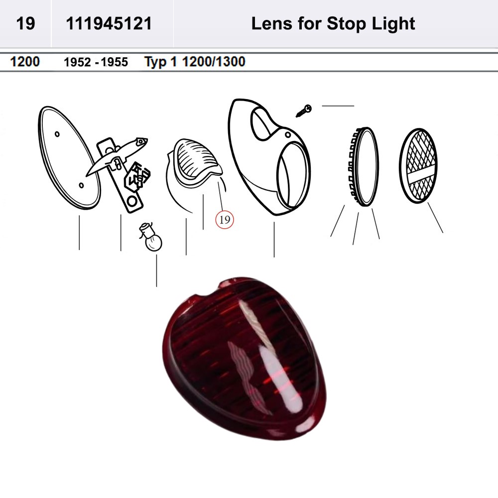Lai Kam Wah Sdn. Bhd. Specialist in VW Aircooled Parts - 111945121 - Lens For Stop Light
