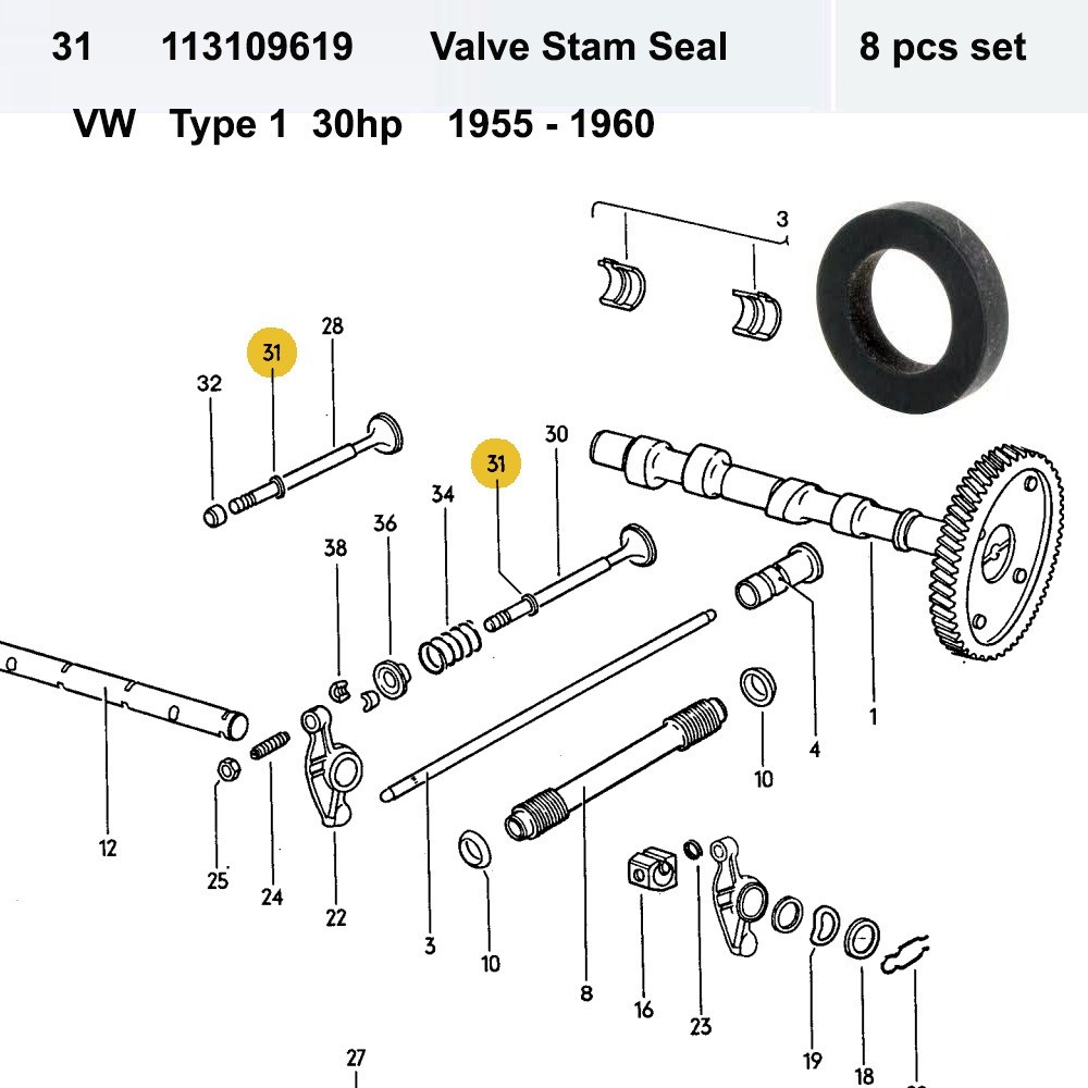 Lai Kam Wah Sdn. Bhd. Specialist in VW Aircooled Parts - 113109619 - Valve Stam Seal