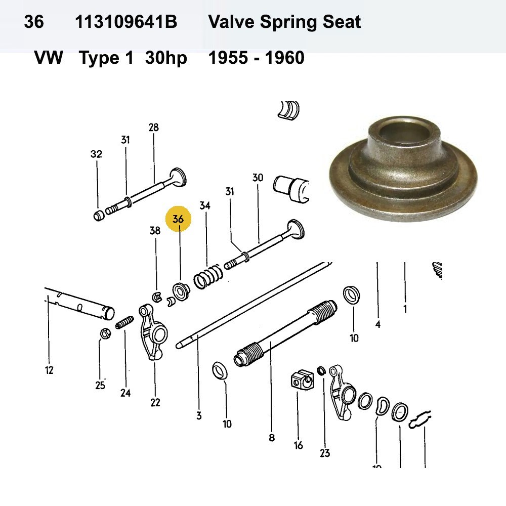 Lai Kam Wah Sdn. Bhd. Specialist in VW Aircooled Parts - 113109641B - Valve Spring Seat