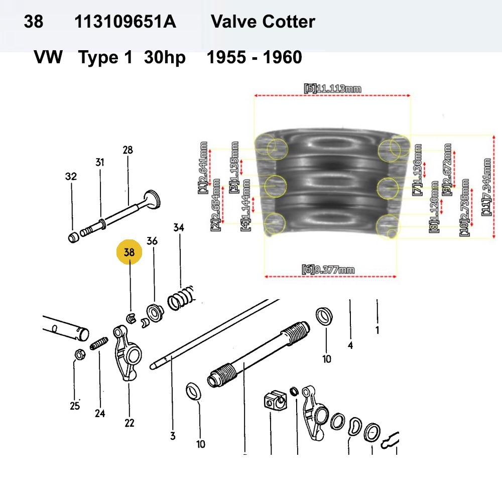 Lai Kam Wah Sdn. Bhd. Specialist in VW Aircooled Parts - 113109651A - Valve Cotter