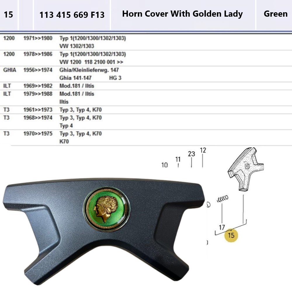 31F966514311 - Horn Cover - Golden Lady Green
