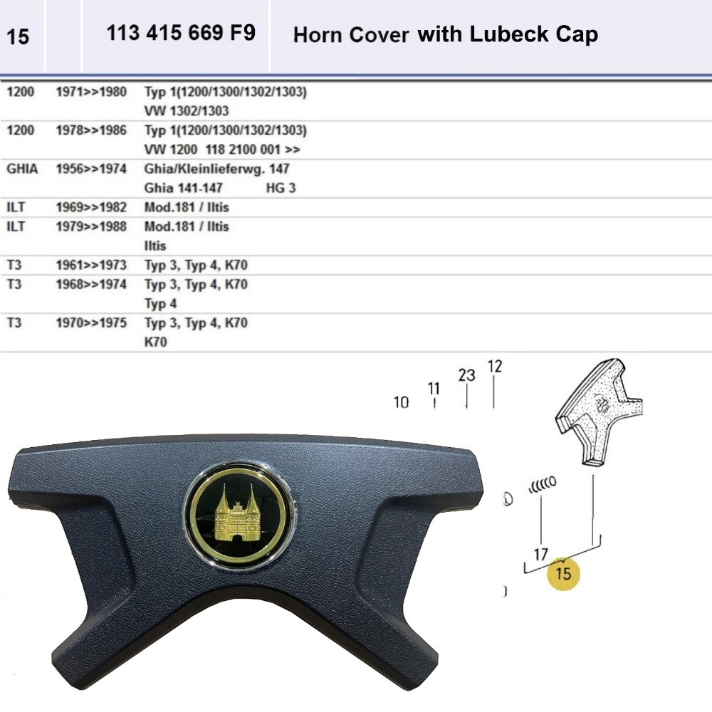 Lai Kam Wah Sdn. Bhd. Specialist in VW Aircooled Parts - 113415669F9 - Horn Cover - Lubeck