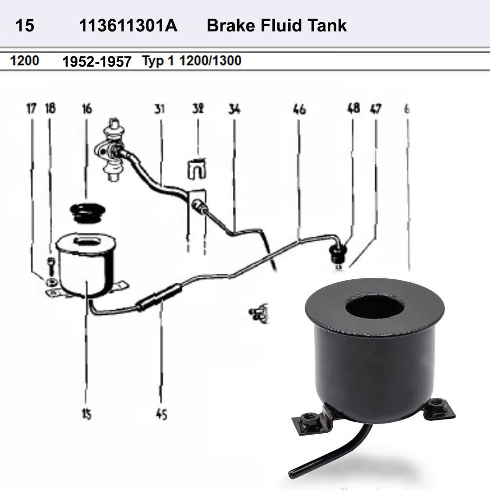 Lai Kam Wah Sdn. Bhd. Specialist in VW Aircooled Parts - 113611301A - Brake Fluid Tank