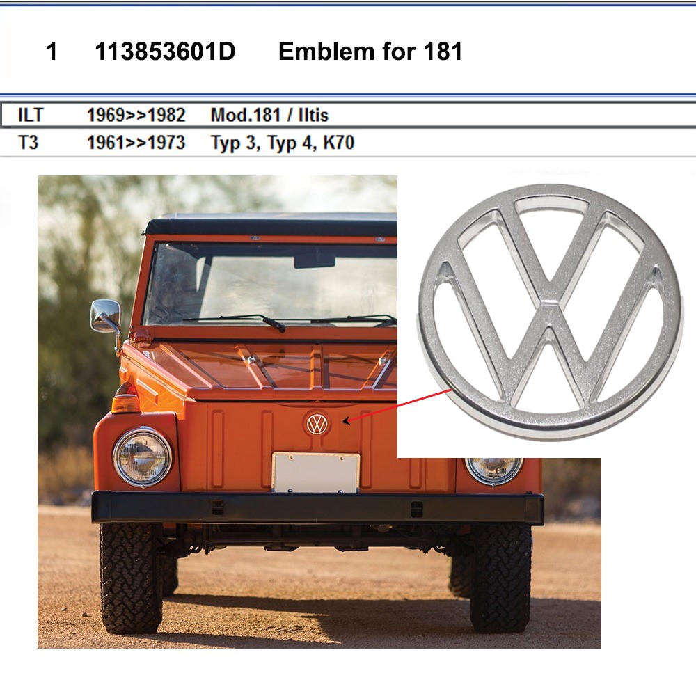 Lai Kam Wah Sdn. Bhd. Specialist in VW Aircooled Parts - 113853601D - Front Hood Emblem - 3 Pins