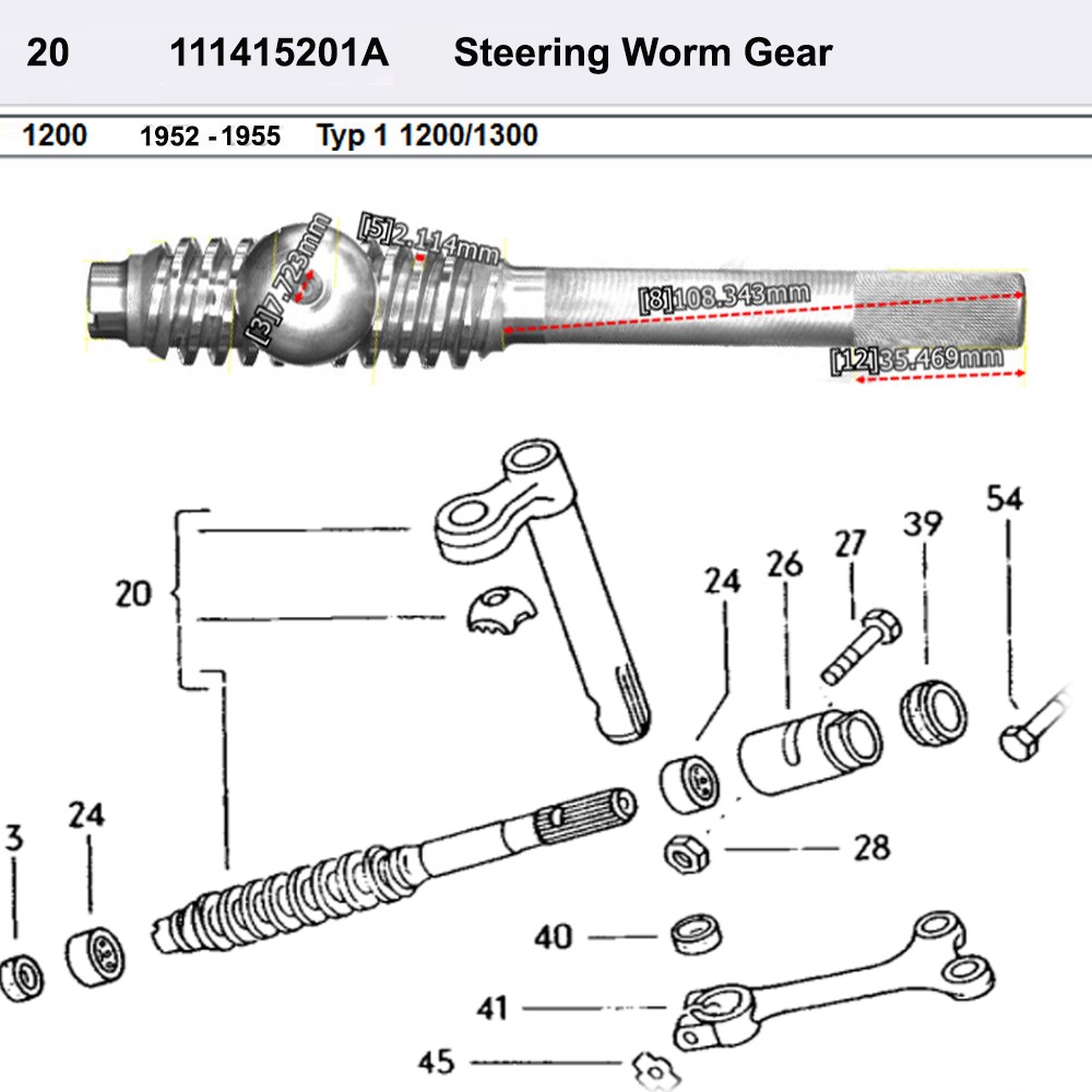 Lai Kam Wah Sdn. Bhd. Specialist in VW Aircooled Parts - 111415201A - Steering Worm Gear