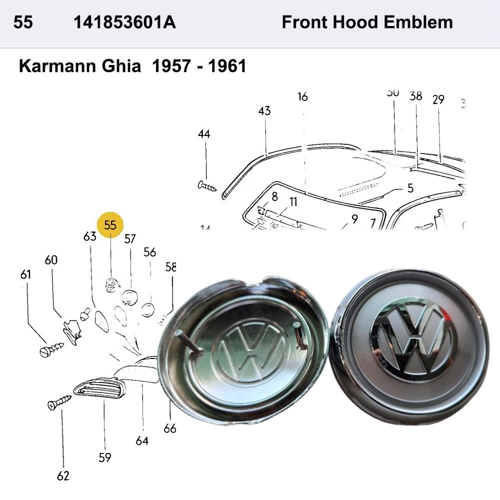 Lai Kam Wah Sdn. Bhd. Specialist in VW Aircooled Parts - 141853601A - Front Hood Emblem