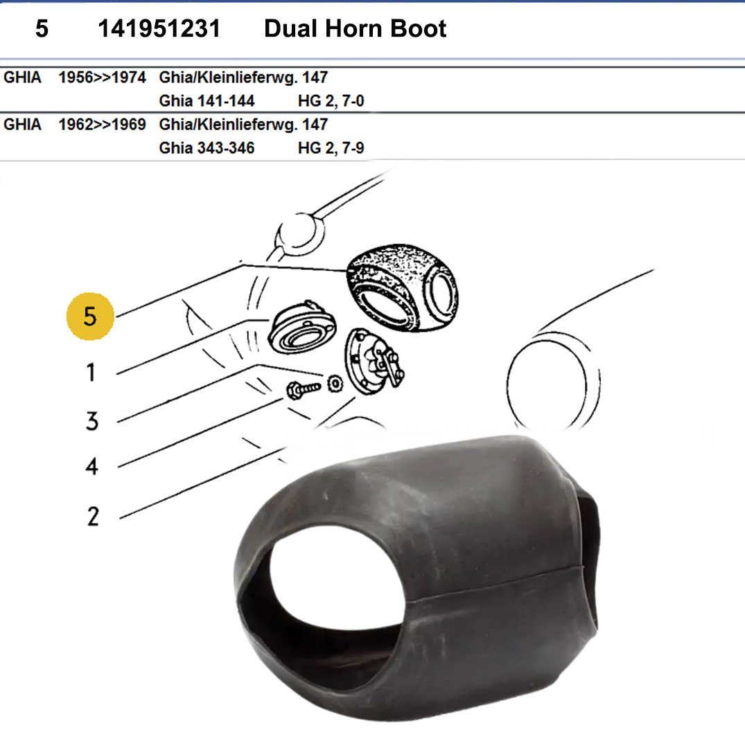 Lai Kam Wah Sdn. Bhd. Specialist in VW Aircooled Parts - 141951231 - Dual Horn Boot