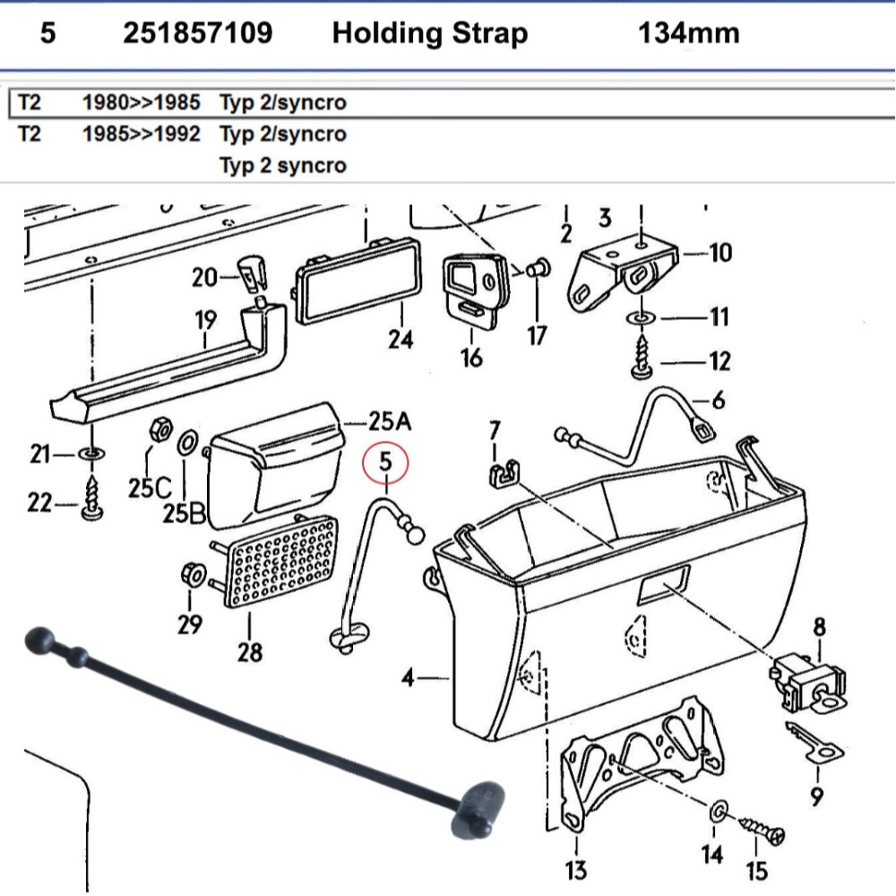 Lai Kam Wah Sdn. Bhd. Specialist in VW Aircooled Parts - 251857109 - Holding Strap - 134MM