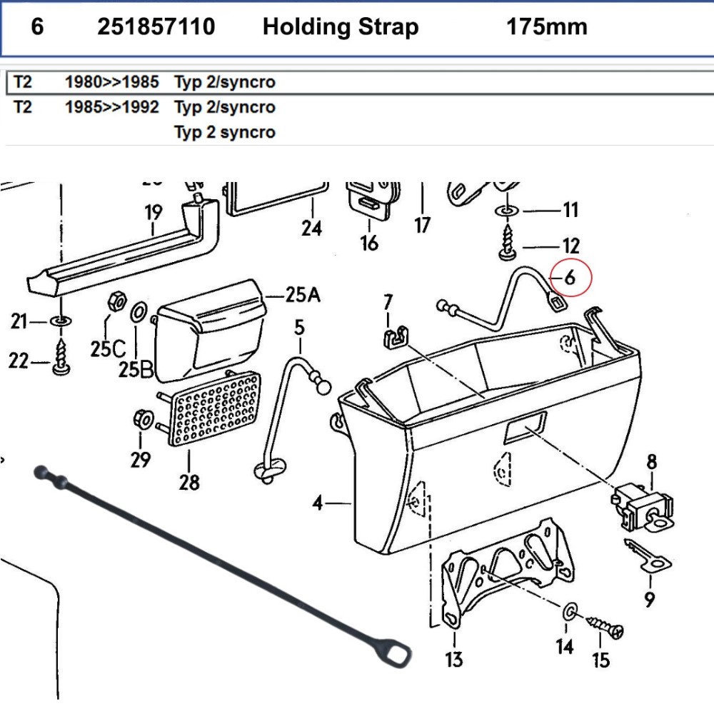Lai Kam Wah Sdn. Bhd. Specialist in VW Aircooled Parts - 251857110 - Holding Strap - 175MM