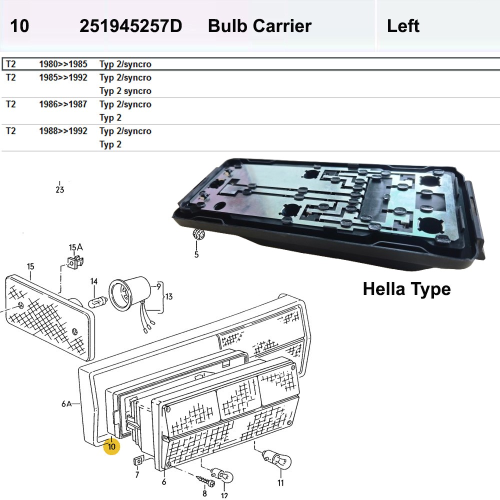 Lai Kam Wah Sdn. Bhd. Specialist in VW Aircooled Parts - 251945257D - Buld Carrier - Left