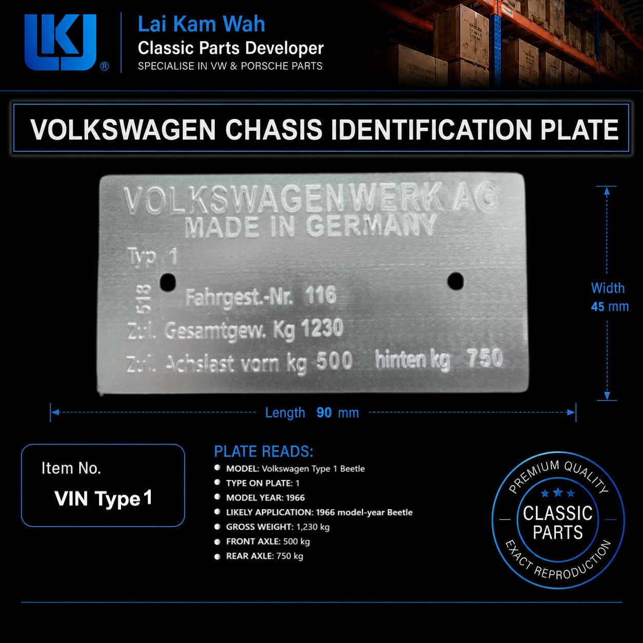 Vin Type 1 - Volkswagen Chasis Identification Plate