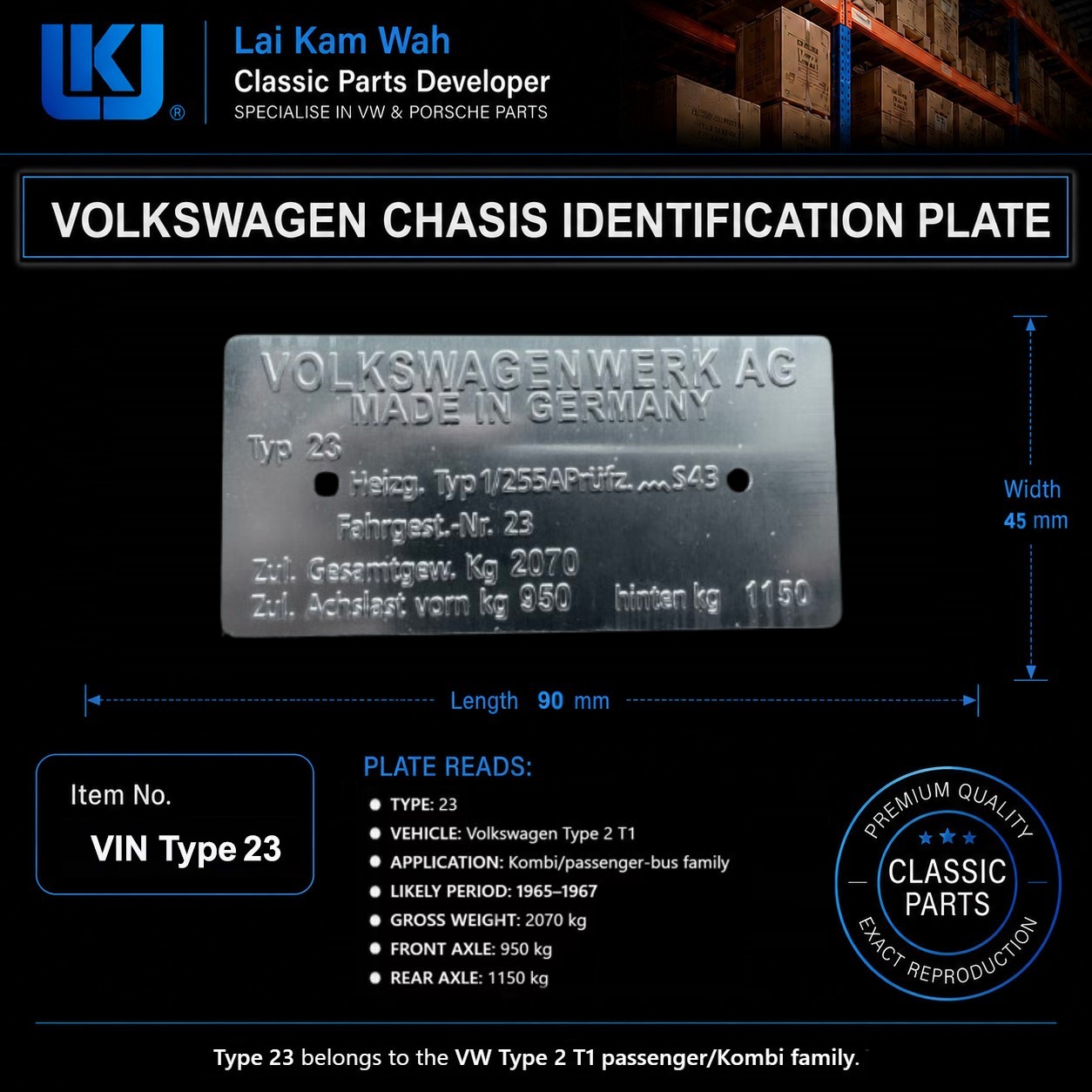 Vin Type 23 - Volkswagen Chasis Identification Plate
