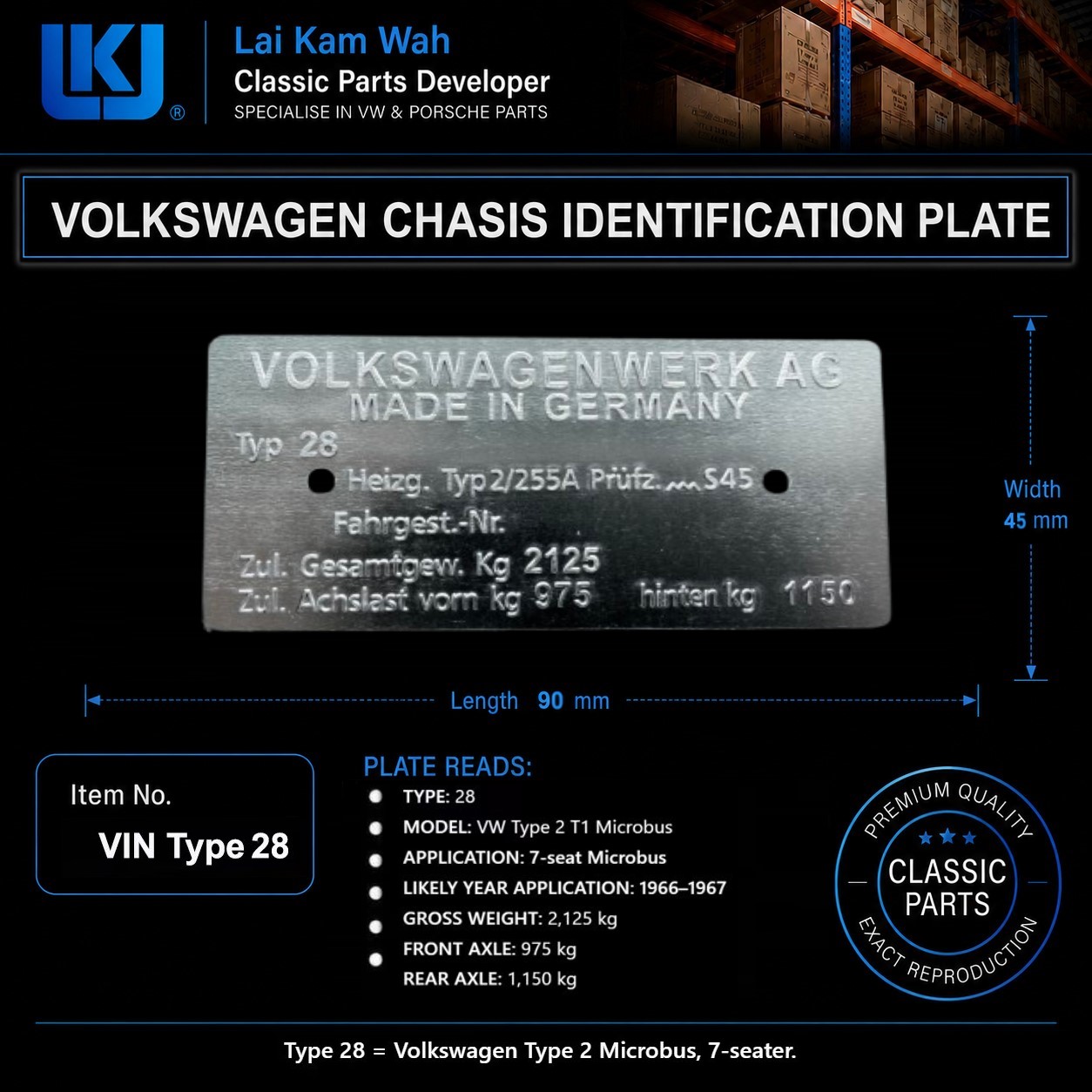 Vin Type 28 - Volkswagen Chasis Identification Plate
